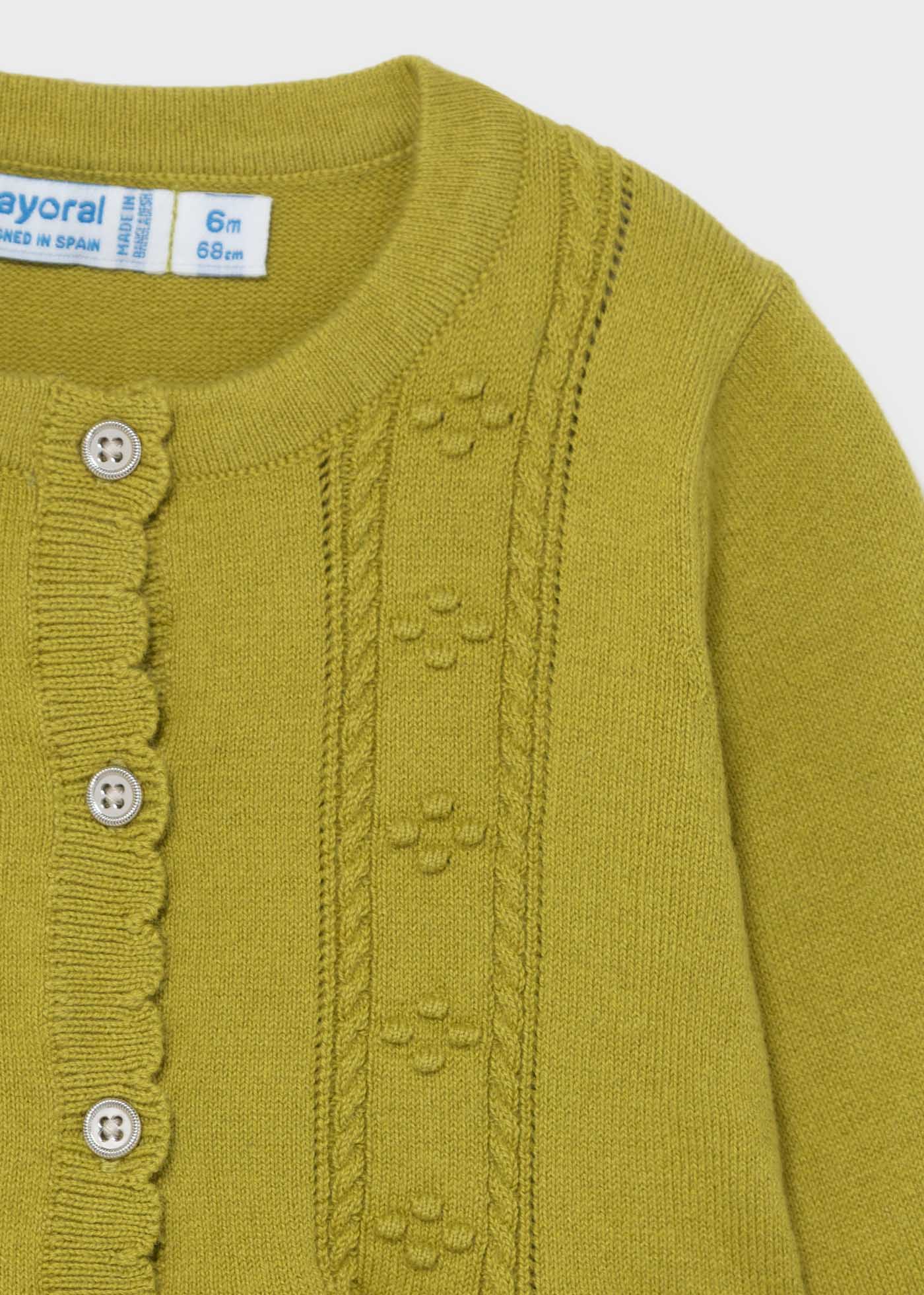 AW21 MAYORAL Baby Girls Olive Knitted Cardigan - 2387
