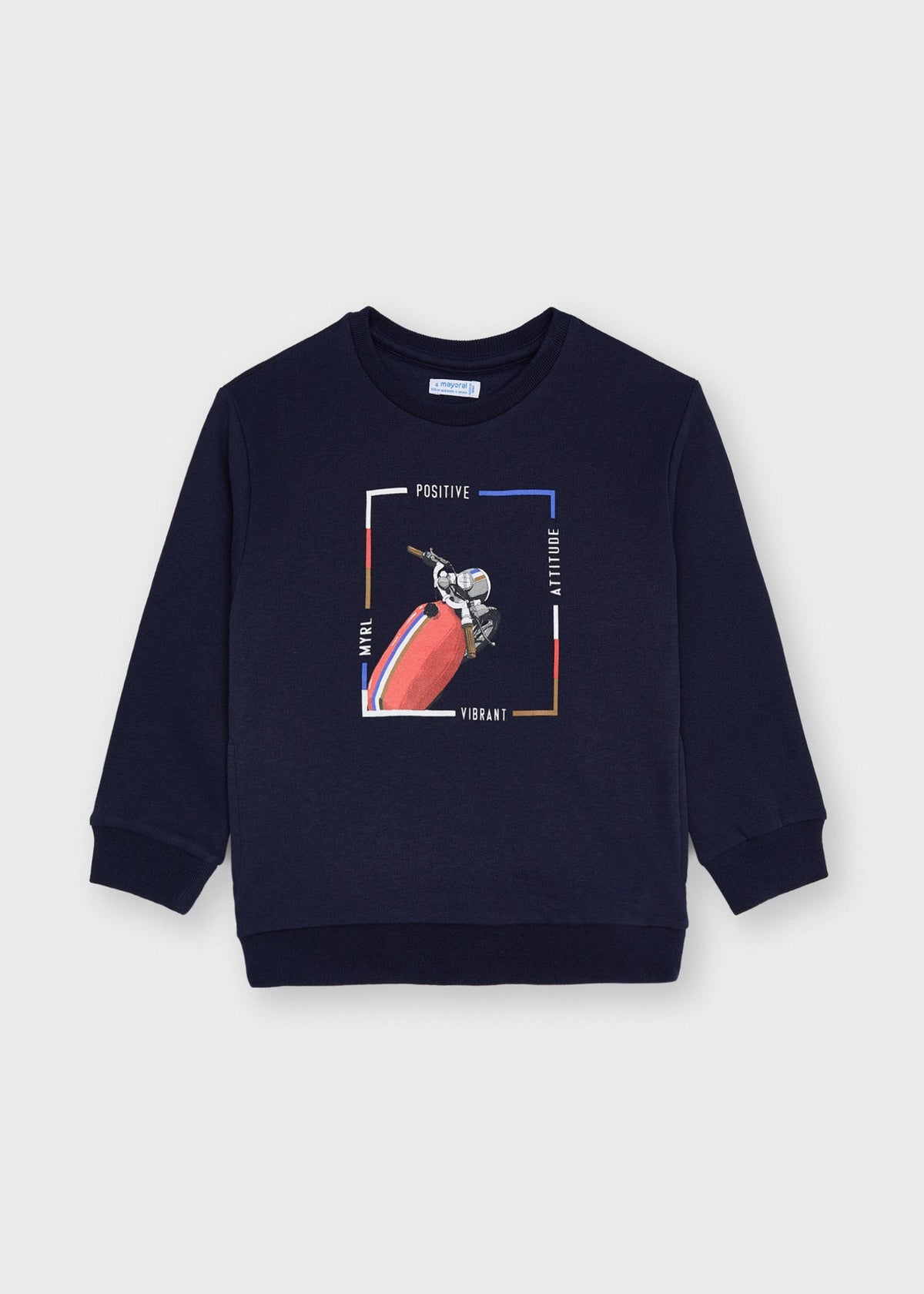 Mayoral boys navy motorbike sweatshirt 4406 - front view