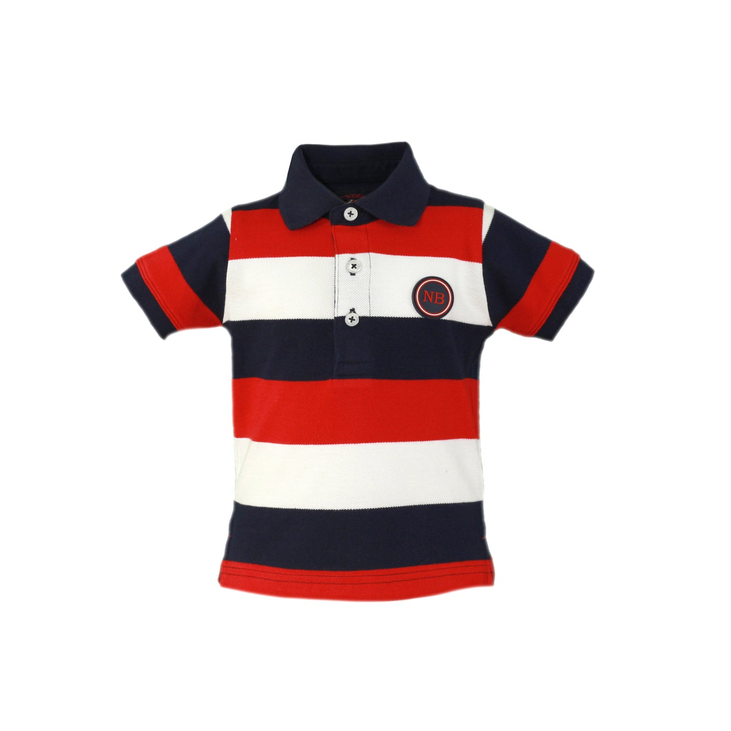 MIRANDA NEL BLU SS23 Navy & Red Stripe Boys Polo Shirt - CLEARANCE SALE