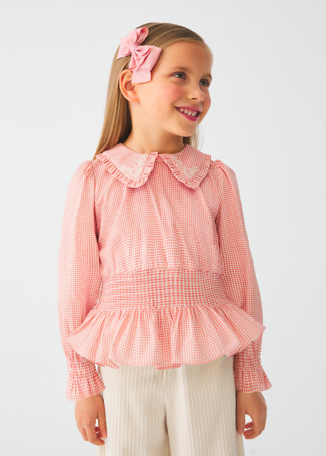 Abel & Lula Terracotta Girls Gingham Short Set