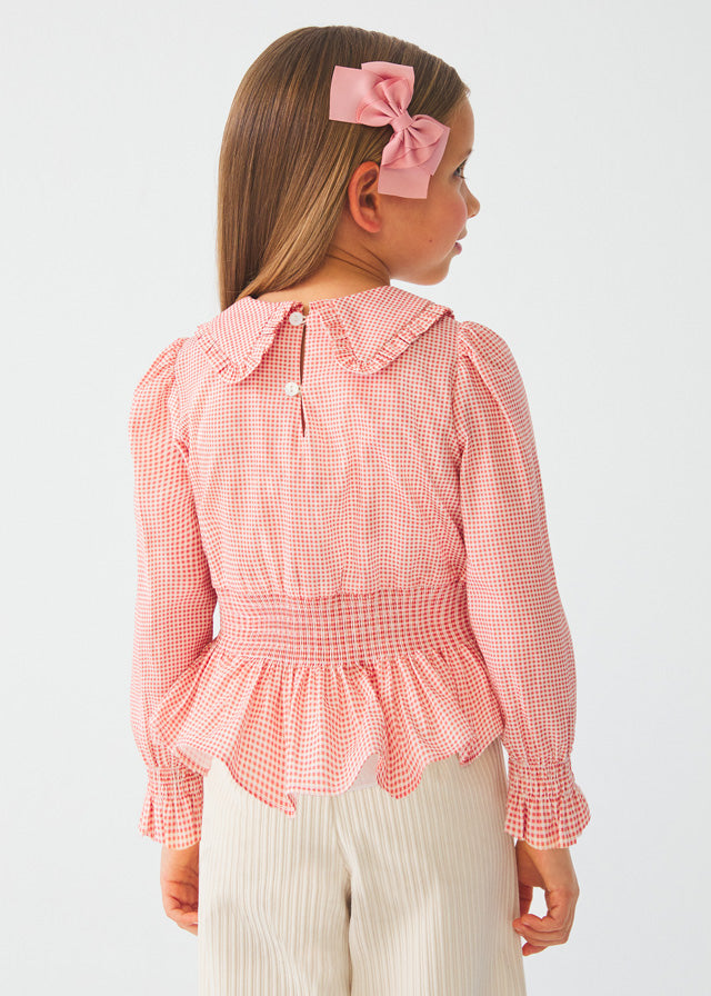 Abel & Lula Terracotta Girls Gingham Short Set
