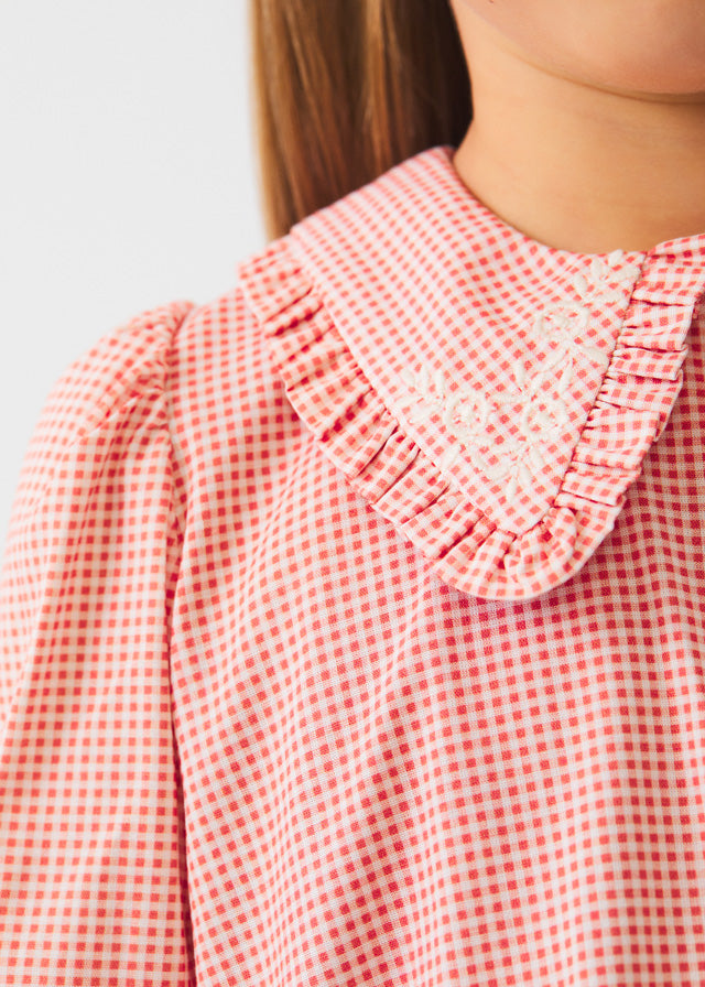 Abel & Lula Terracotta Girls Gingham Short Set
