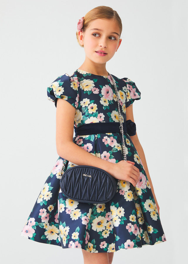 AW22 ABEL & LULA Girls Navy Quilted Bag with Chain Strap
