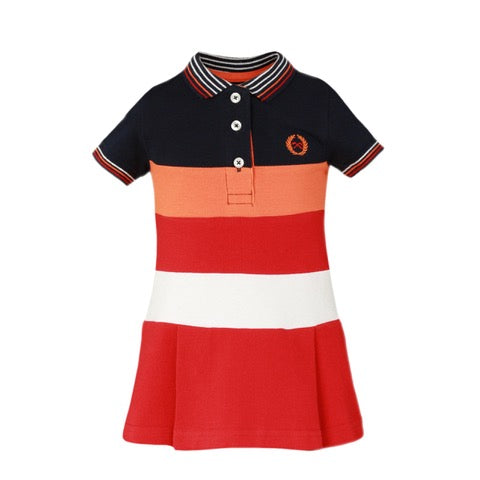 SS22 MIRANDA NEL BLU Navy Colour Block Baby Girls Polo Dress - 1209