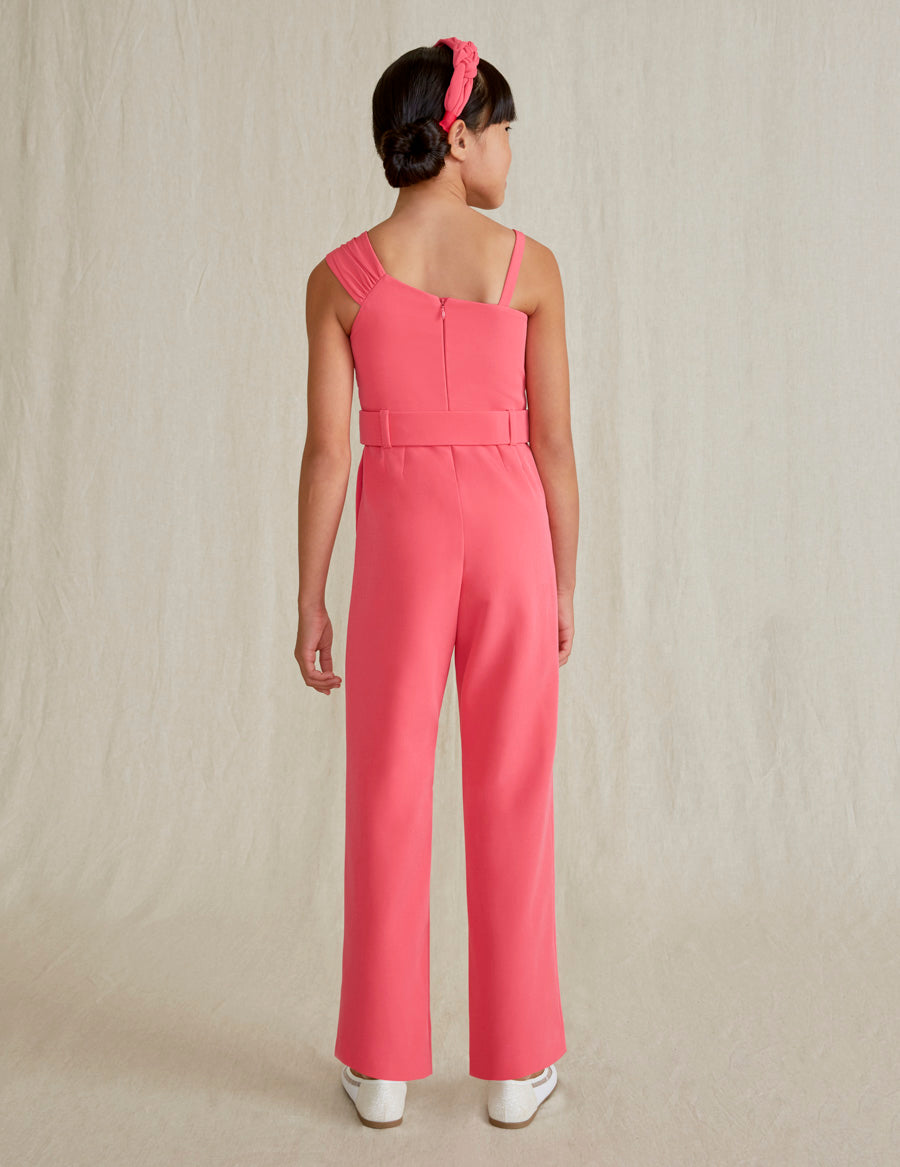 SS22 ABEL & LULA Fuchsia Crepe Asymmetric Girls Jumpsuit