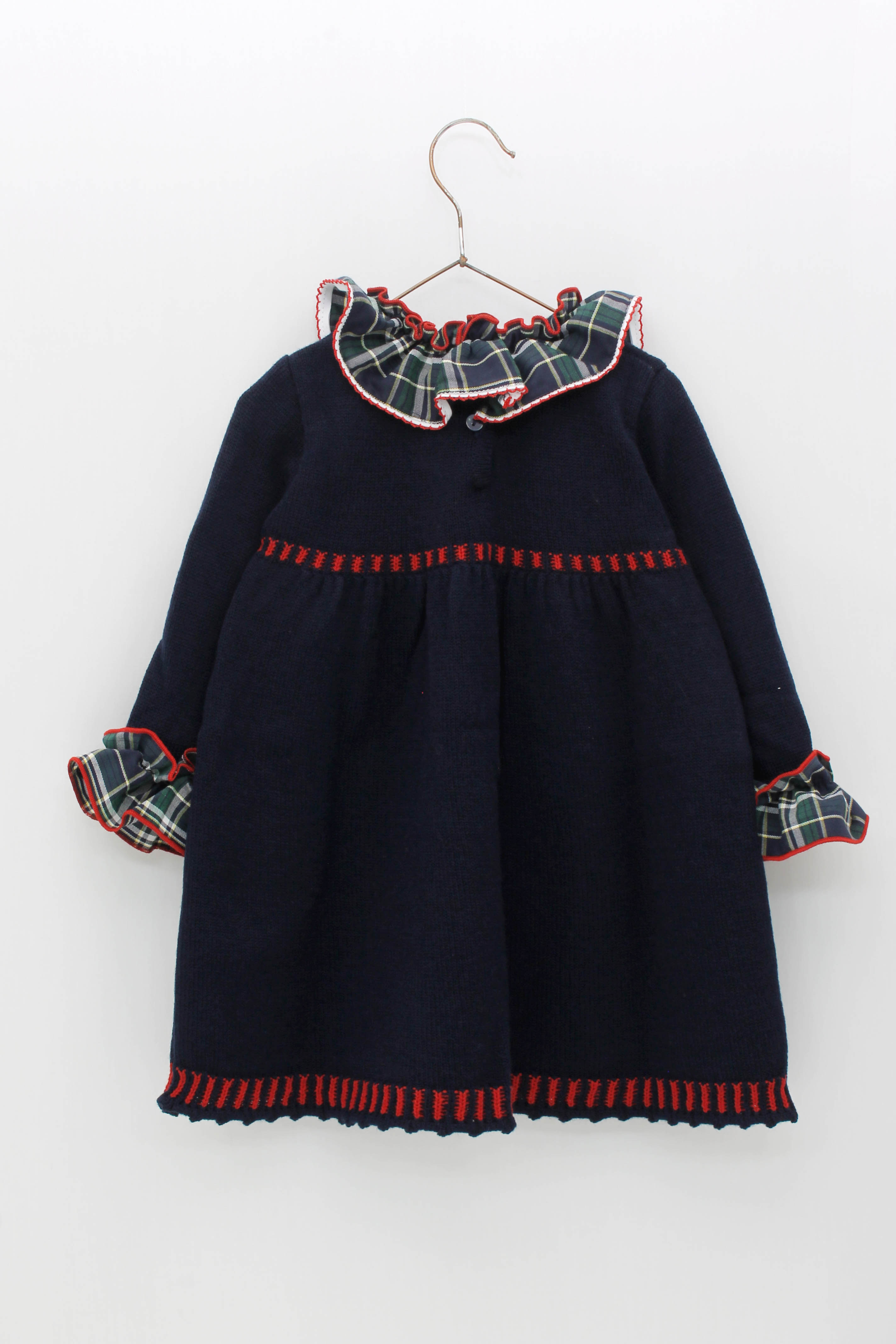 FOQUE Navy Tartan Girls Dress - CLEARANCE SALE