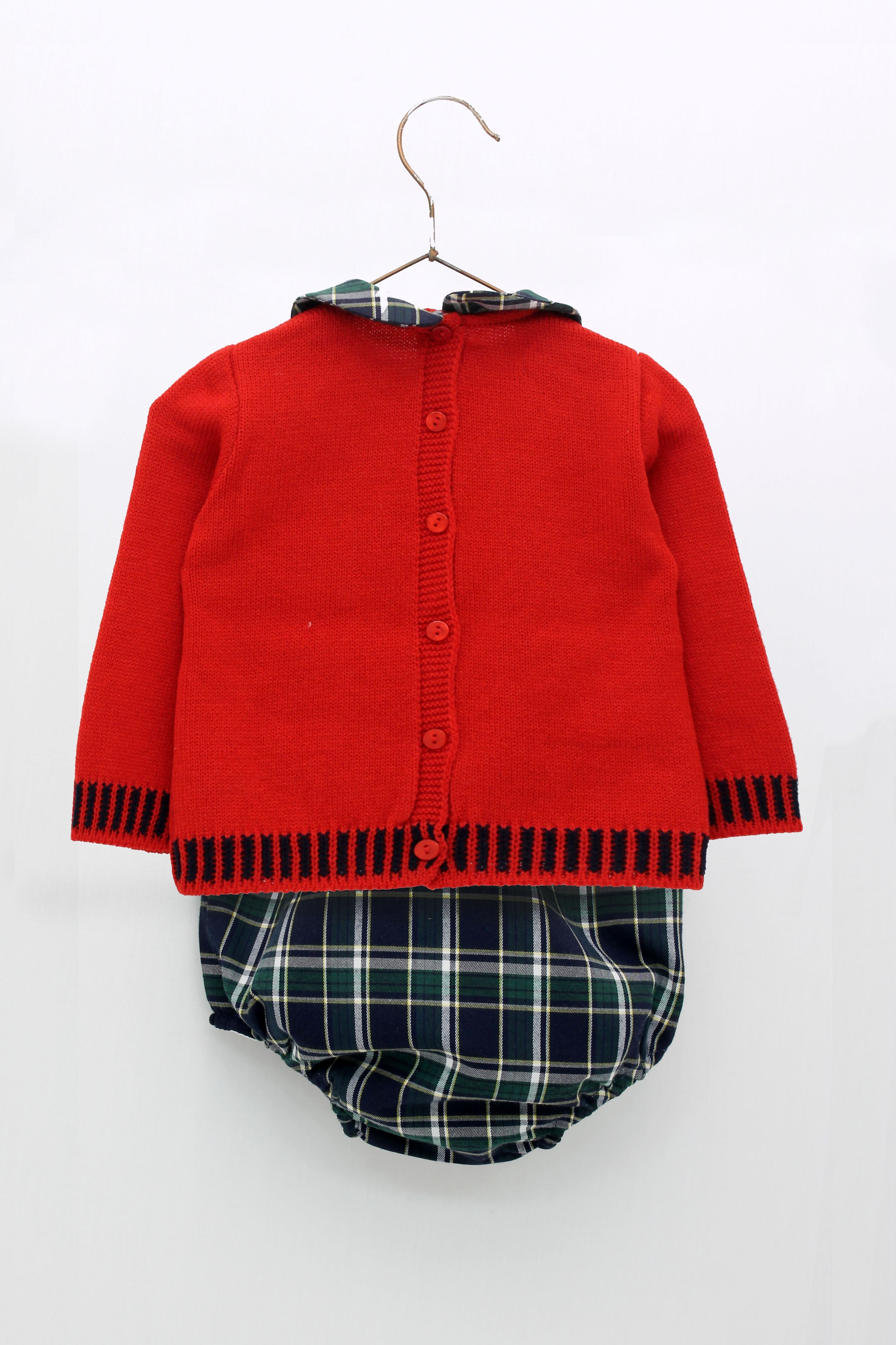 FOQUE Navy Tartan Baby Boys Snowman Jam Pant Set - CLEARANCE SALE