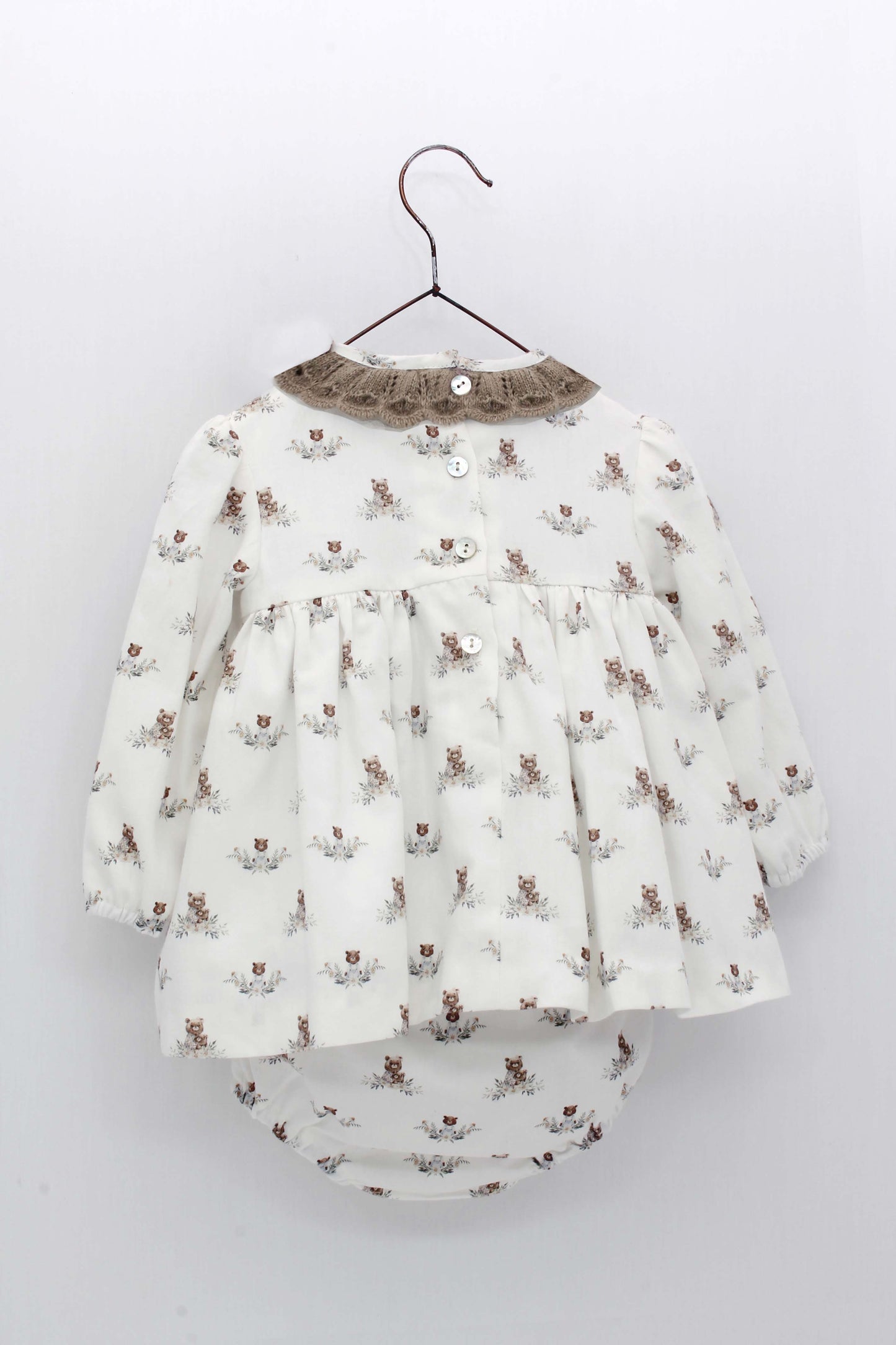 AW22 FOQUE Teddy Bear Baby Girls Dress & Knickers - 5534
