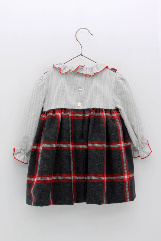 FOQUE Red & Grey Baby Girls Dress & Knickers