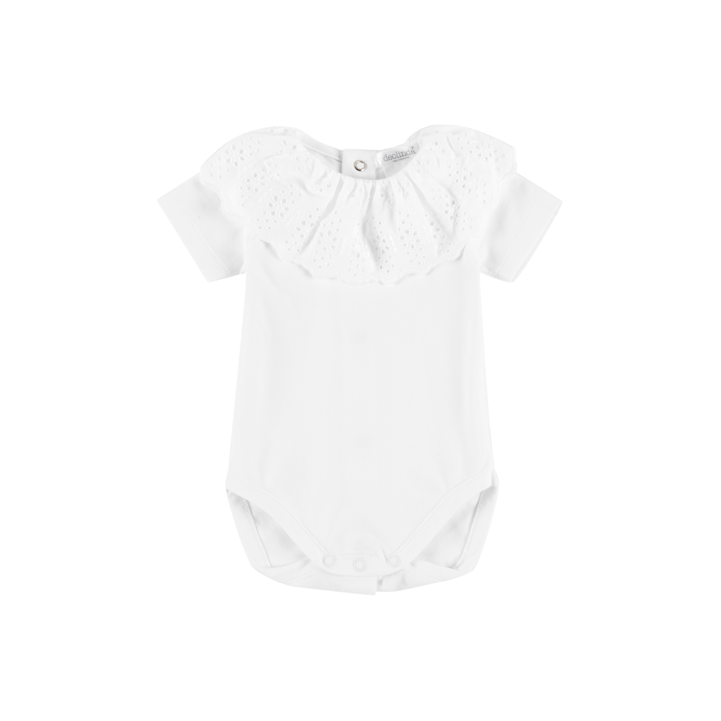 DEOLINDA SS23 Mia Baby Girls White Broderie Collar Bodysuit