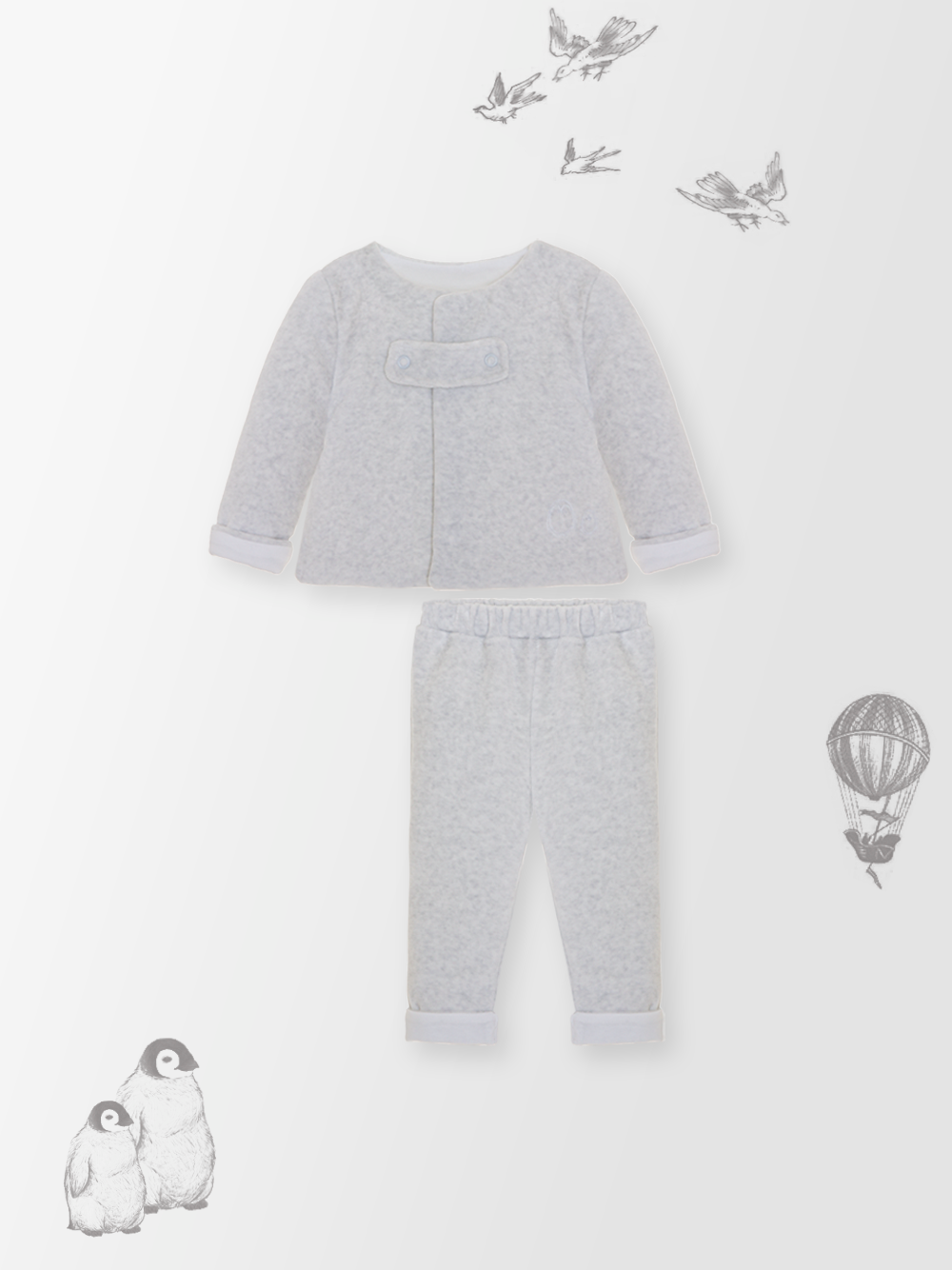 POM PETIT POM Grey Baby Boys Jacket & Trousers