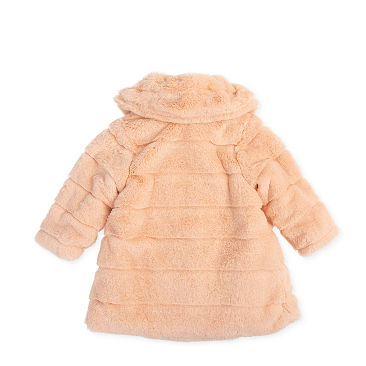 TUTTO PICCOLO Hada Girls Blush Pink Faux Fur Coat - back view.