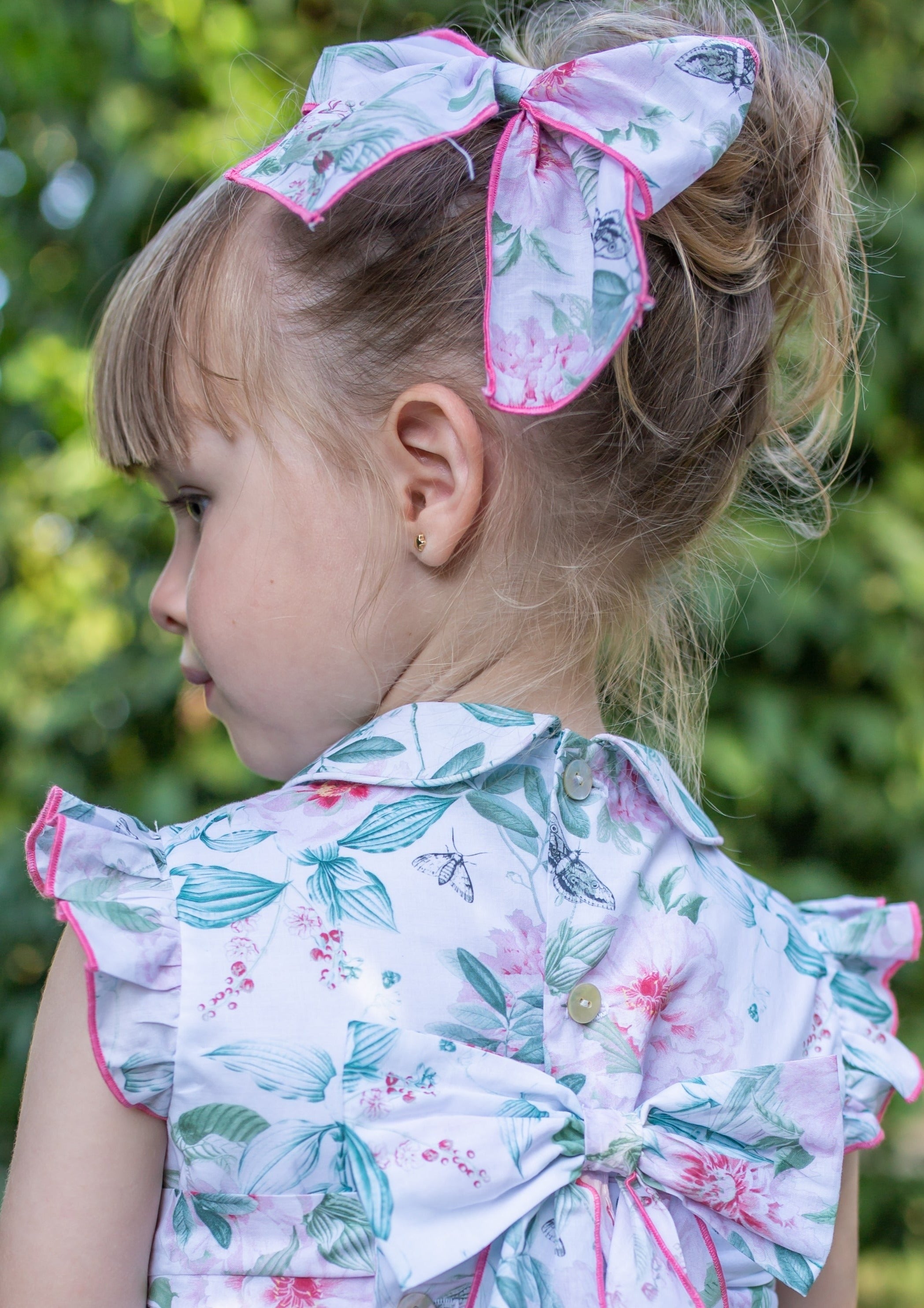 SS23 NAXOS Hibisco Girls Pink & Green Floral Bow Hair Clip
