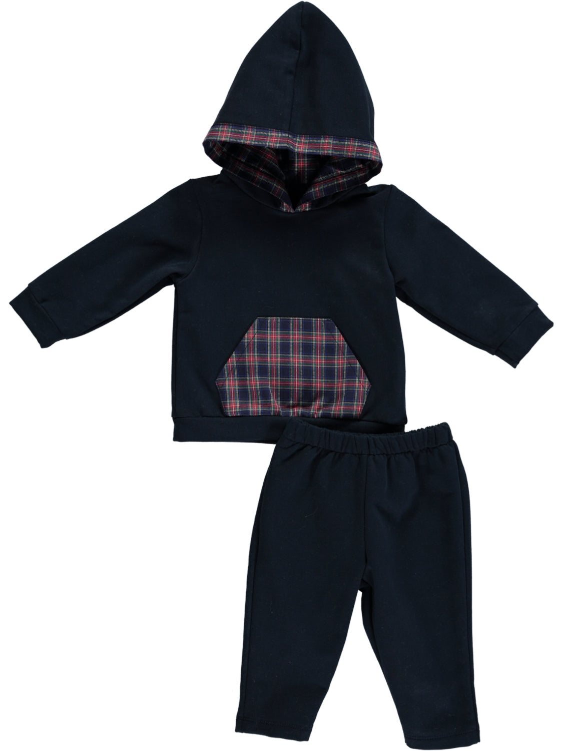 AW21 DEOLINDA Clou Baby Boys Navy Tartan Trouser Set - 121701