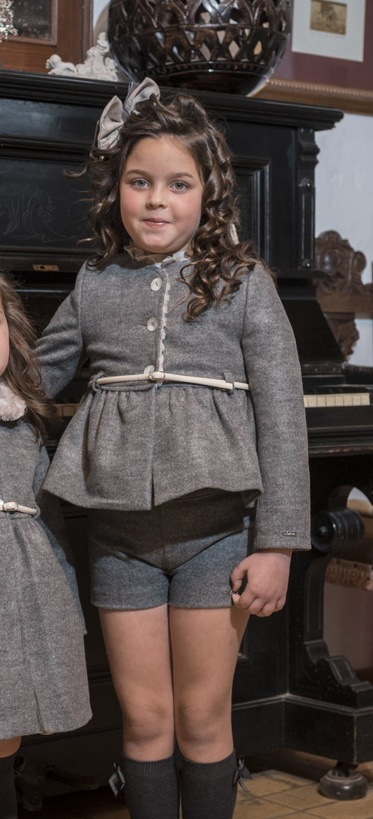 AW18 Babine Versaillles Girls Grey Jacket with Belt 
