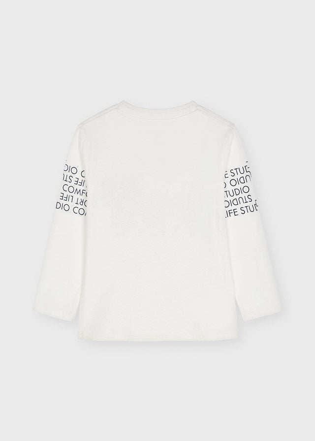 Mayoral boys Studio white and navy long-sleeve top 4092 - back view