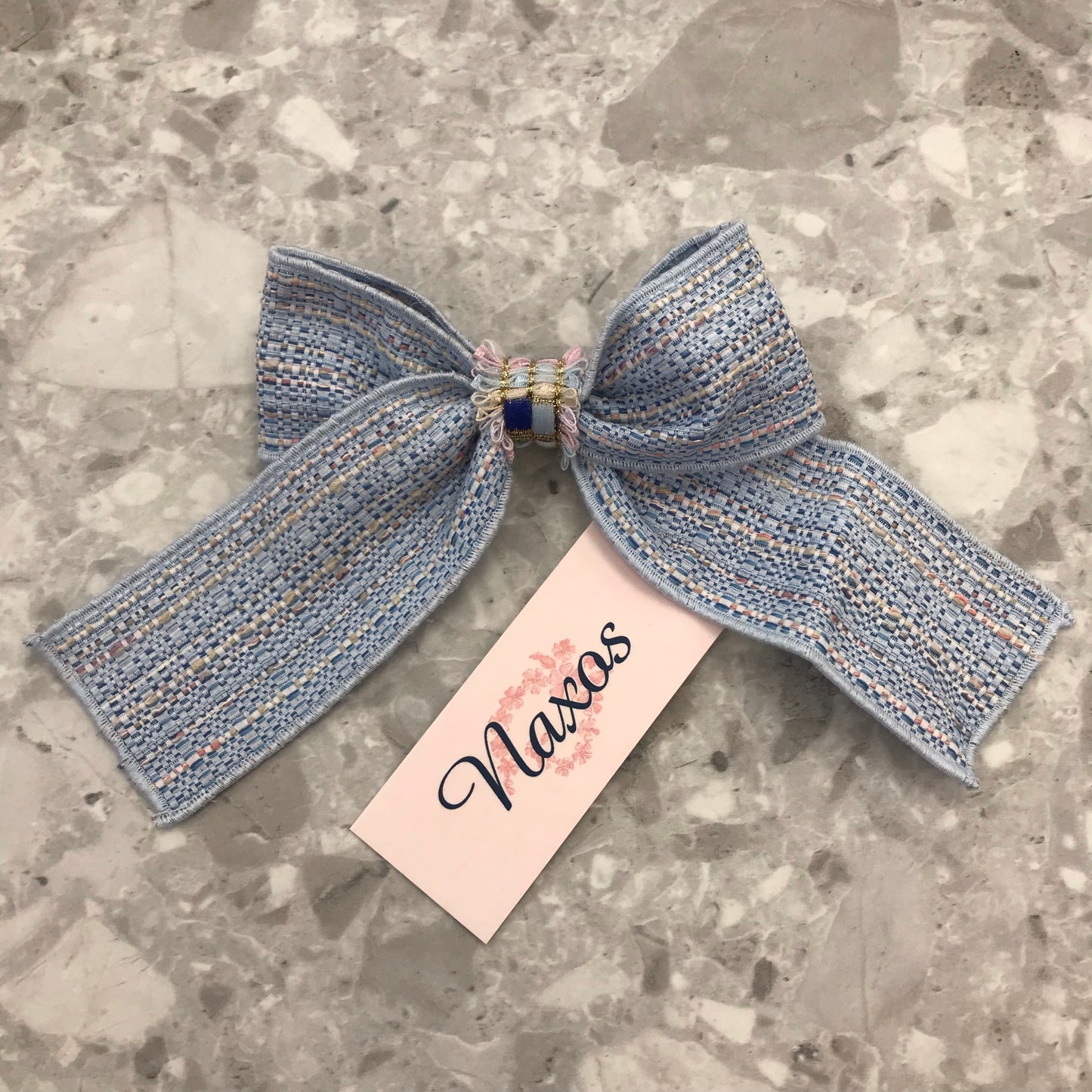 Naxos Jacquard Blue & Gold Bow Clip