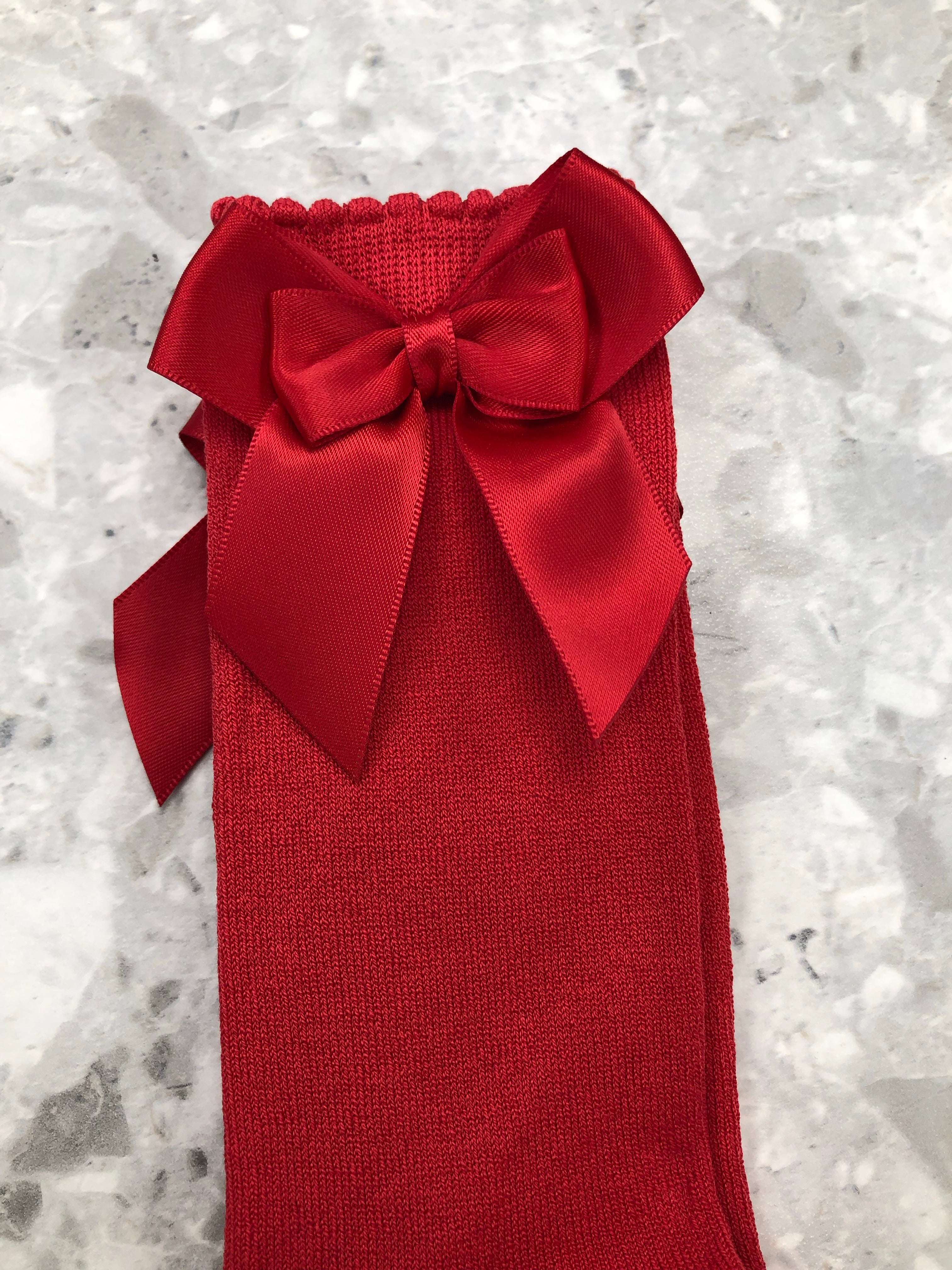 JC CASTELLA Satin Double Bow Socks - Red
