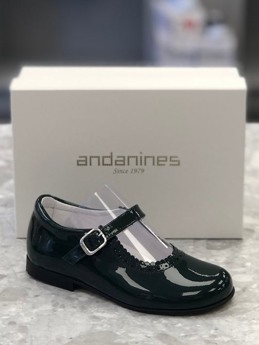 ANDANINES Green Girls Patent Leather Mary Jane Shoe