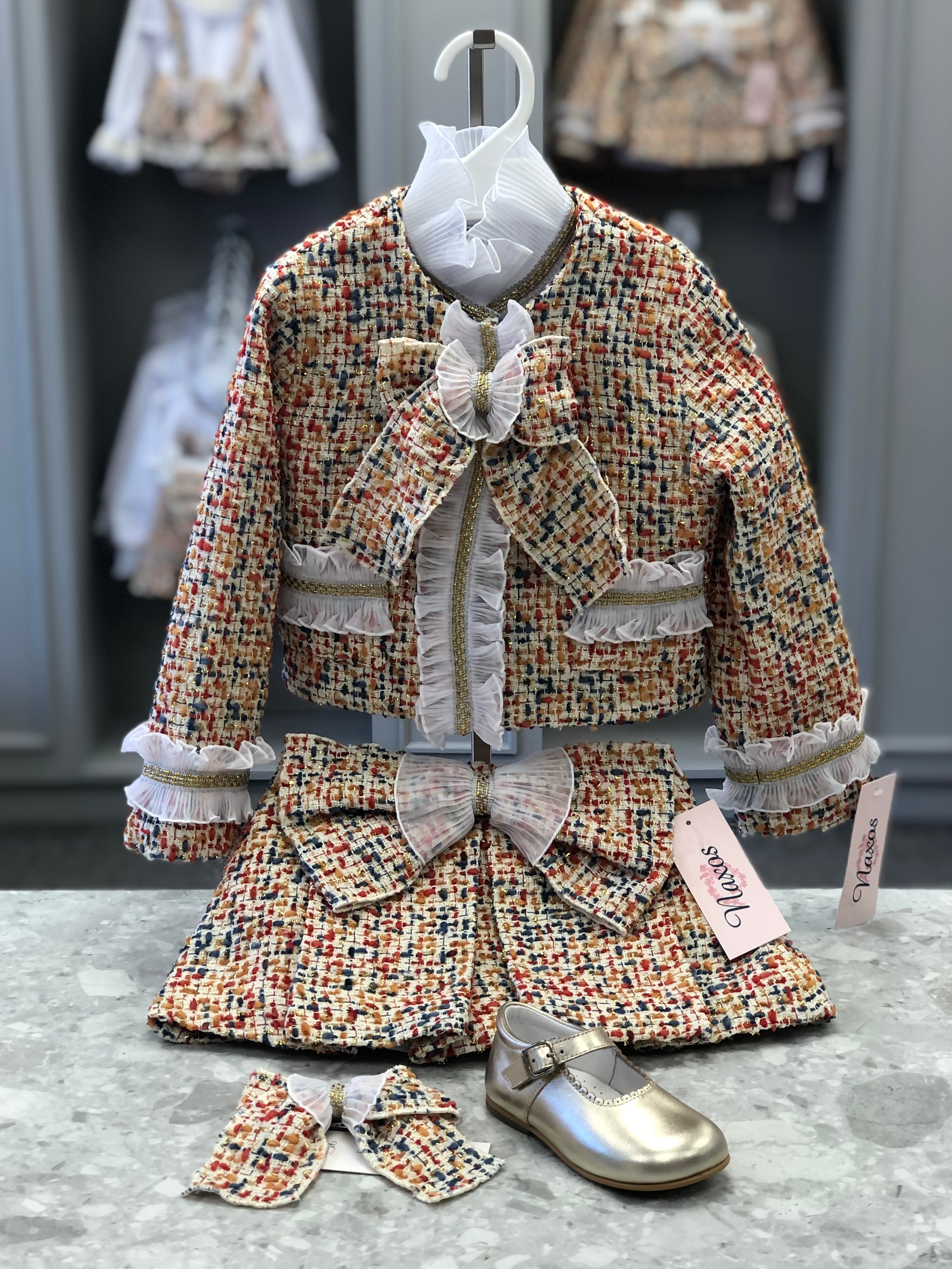 NAXOS AW22 Coco Tweed Girls Four Piece Skirt Set with Jacket - CLEARANCE SALE