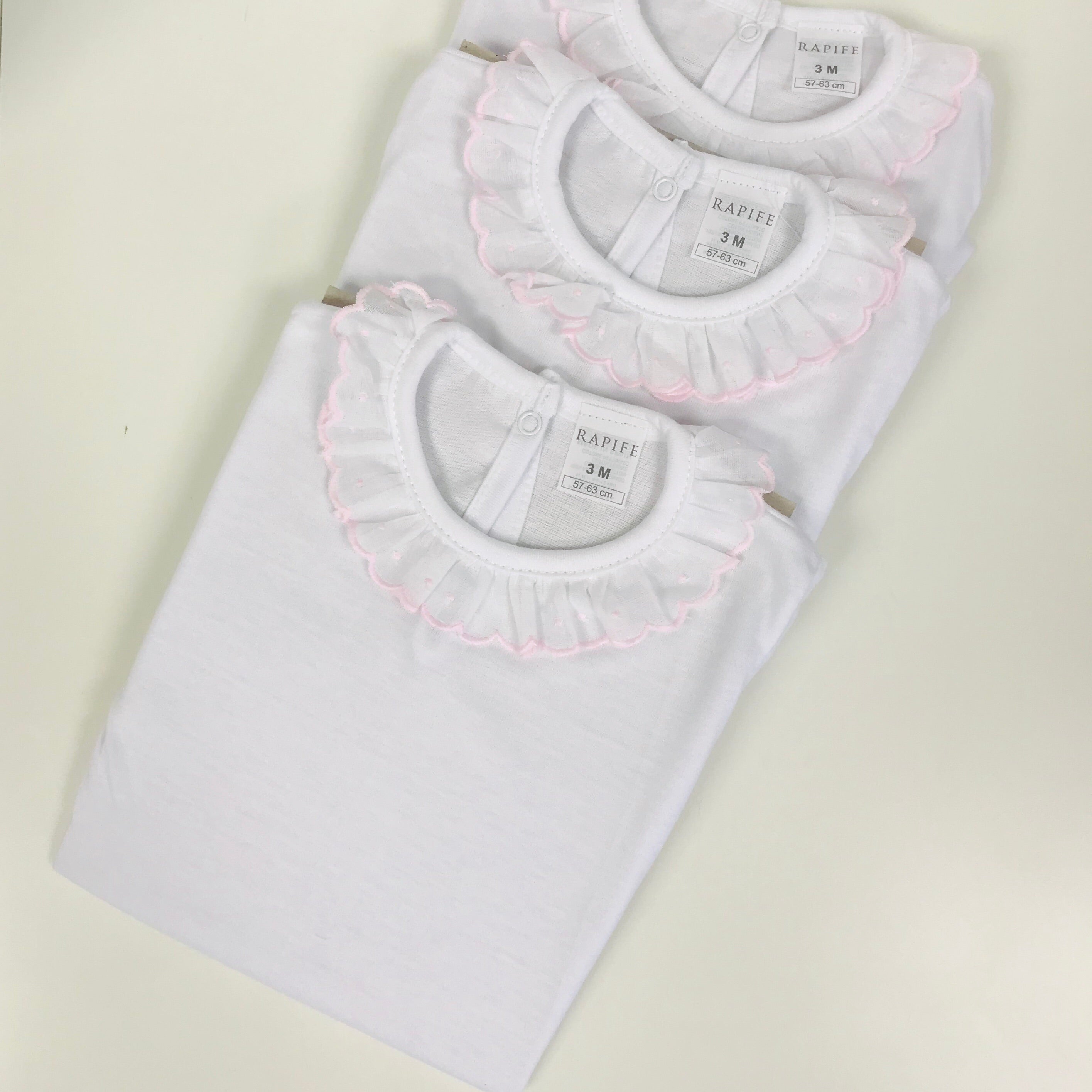 AW19 Rapife White Short Sleeve Vest with Pink Embroidered Collar - 877