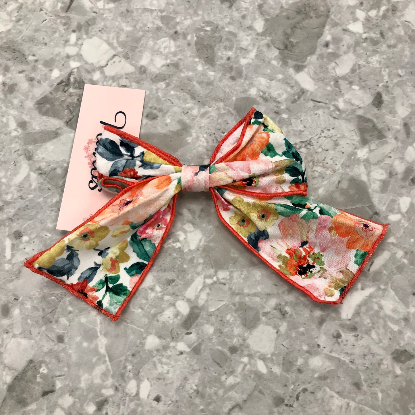 NAXOS Orange Floral Girls Hair Bow Clip - NON RETURNABLE