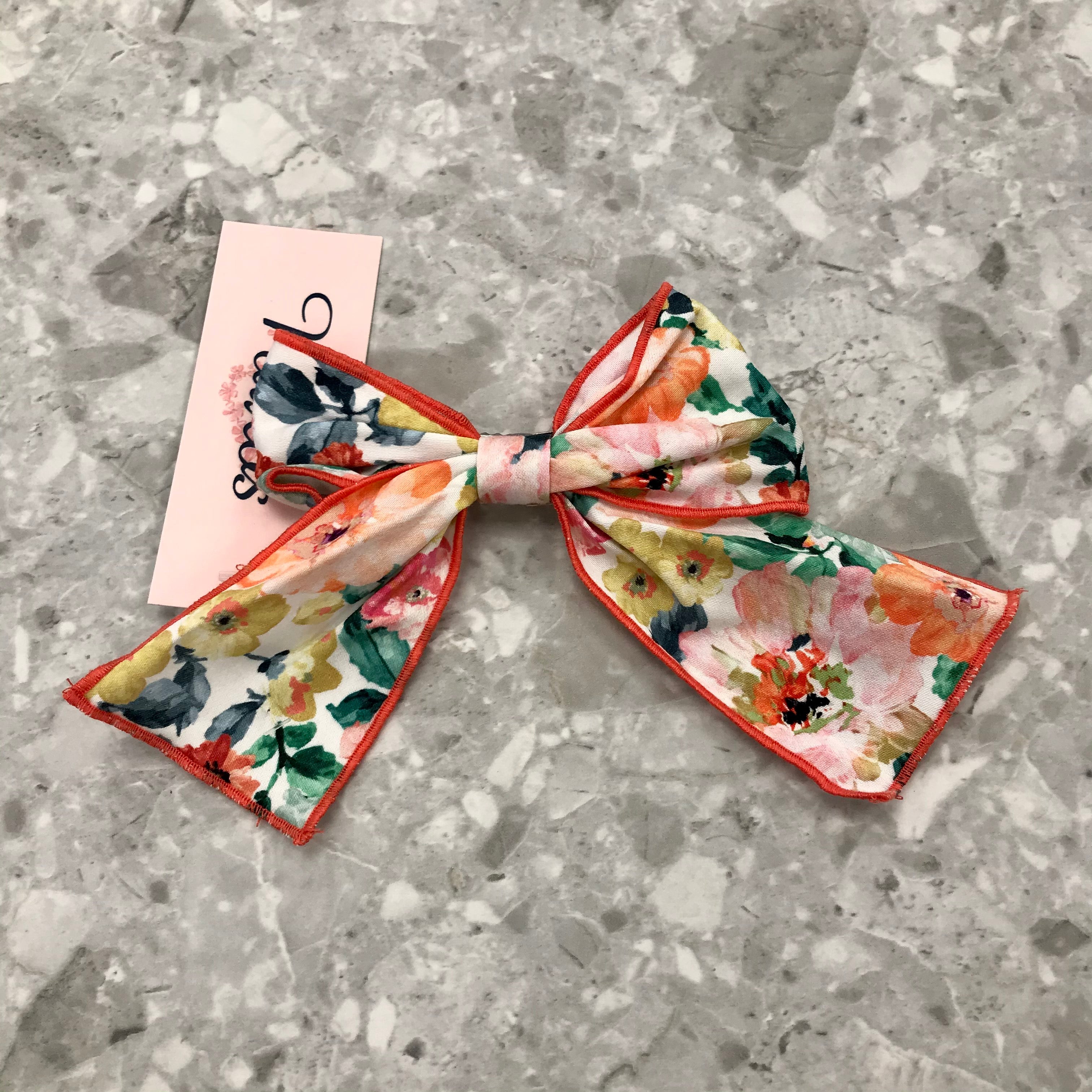 NAXOS Orange Floral Girls Hair Bow Clip - NON RETURNABLE