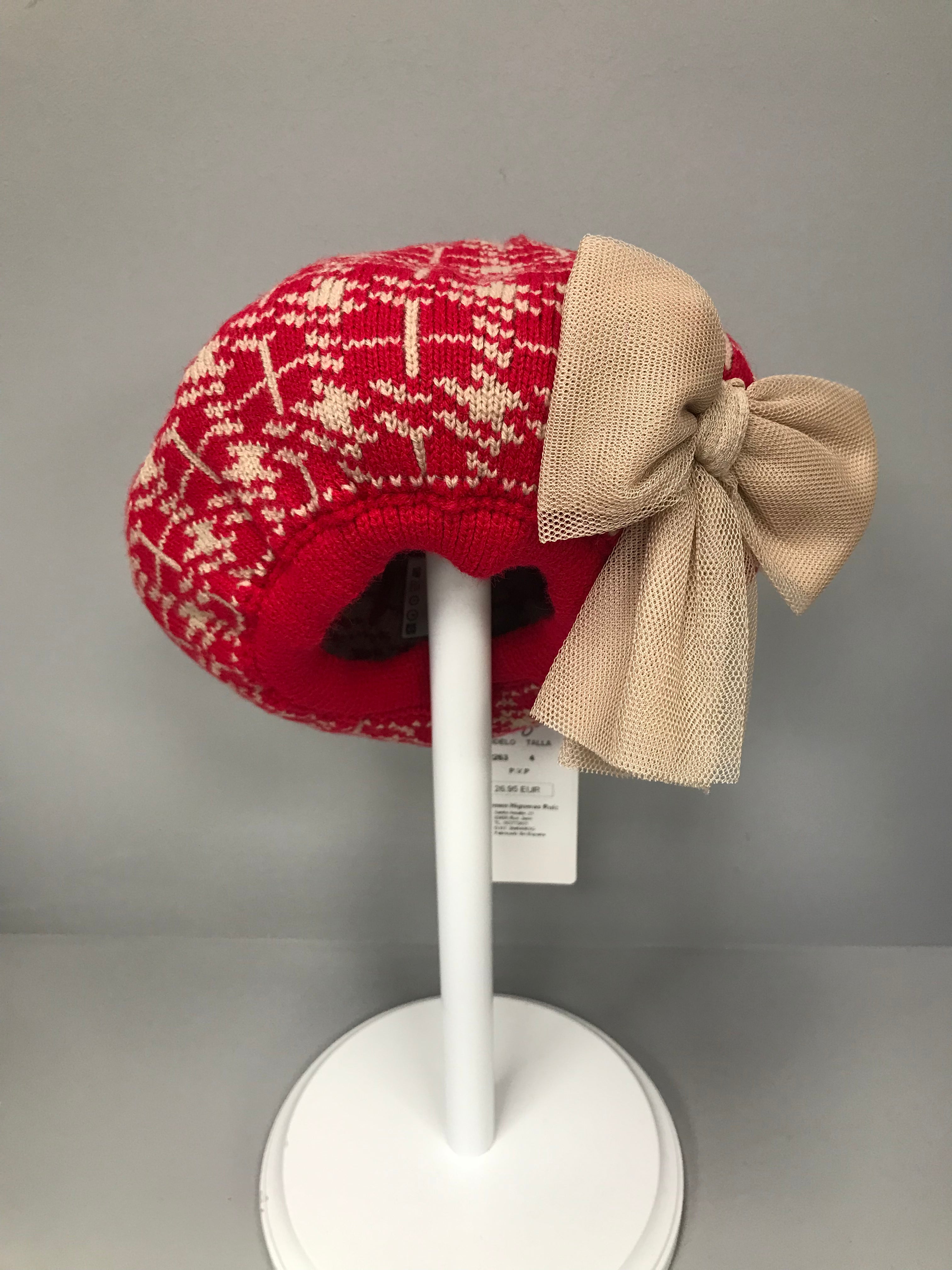 AW22 RAHIGO Red & Camel Girls Beret - 22263