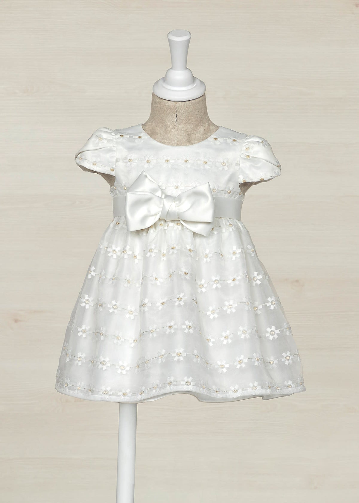 Abel & Lula ivory and gold baby girls occasion dress