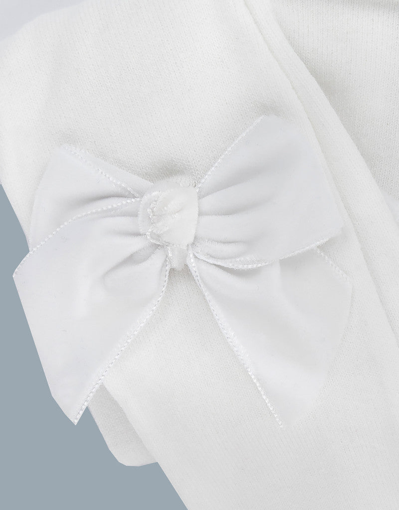 JC CASTELLA Girls White Velvet Bow Tights - 47400
