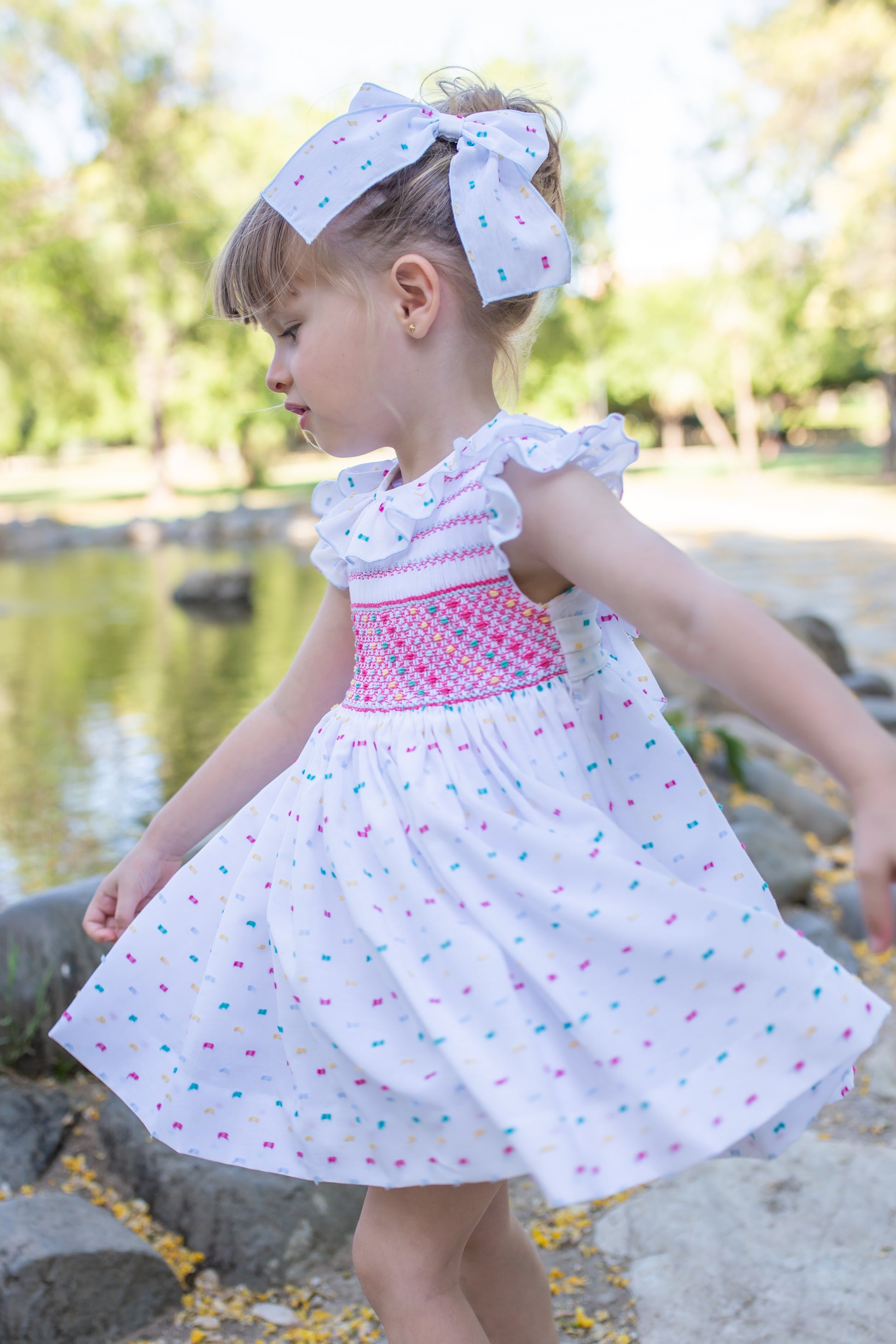 SS23 NAXOS Dulce Baby Girls Multicoloured Smocked Dress - 7134