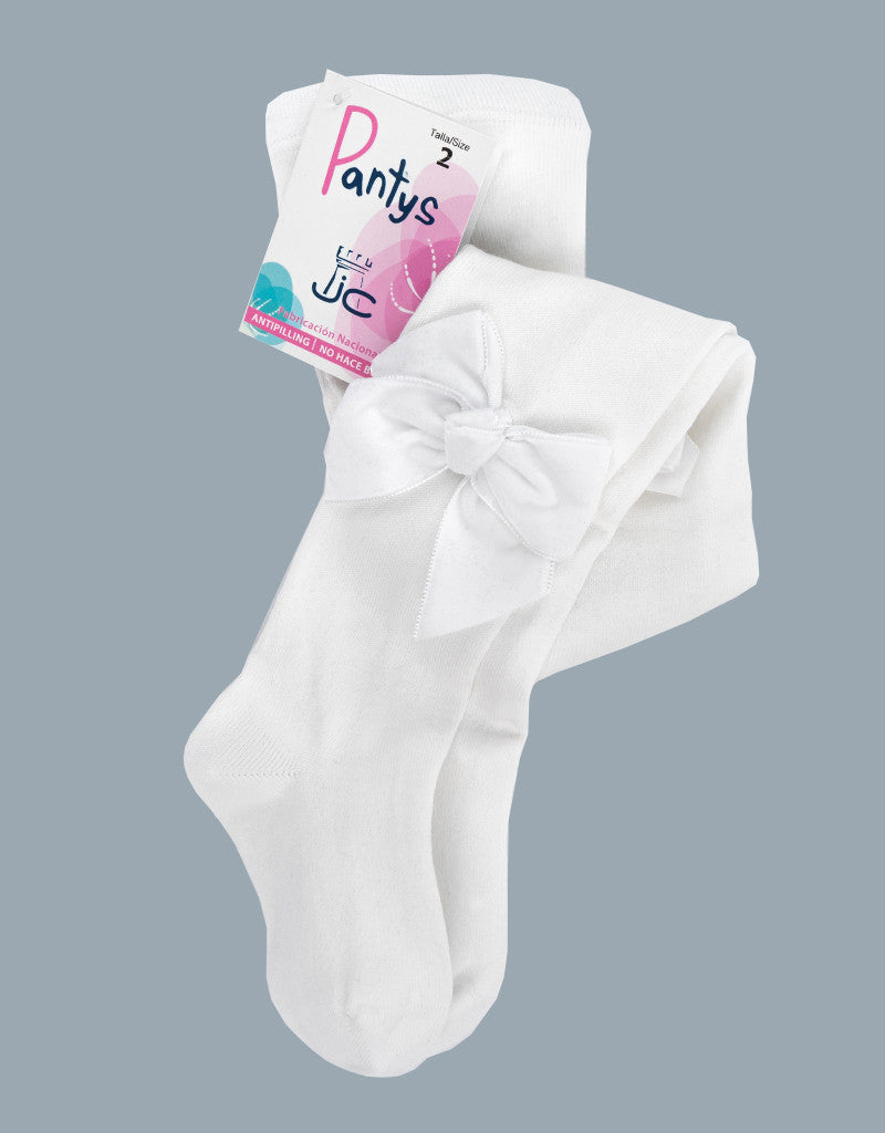 JC CASTELLA Girls White Velvet Bow Tights - 47400