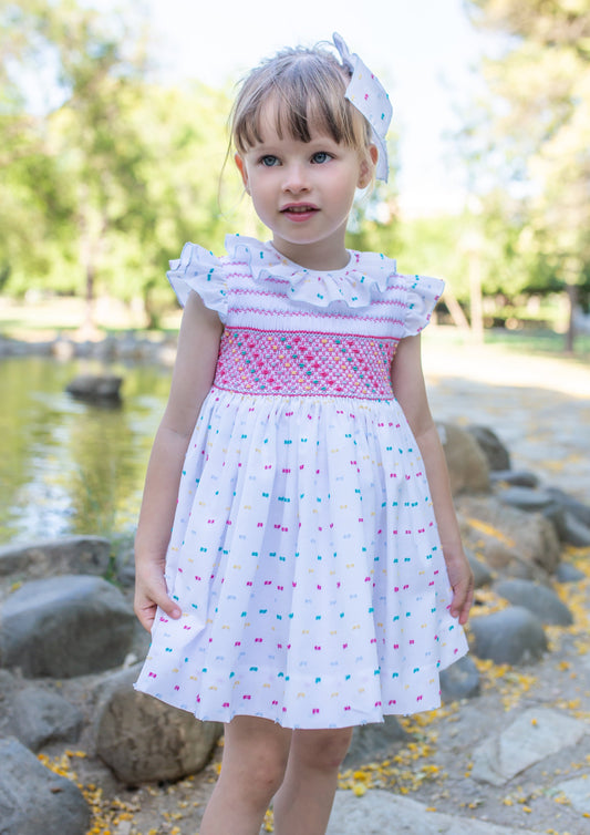 SS23 NAXOS Dulce Baby Girls Multicoloured Smocked Dress - 7134