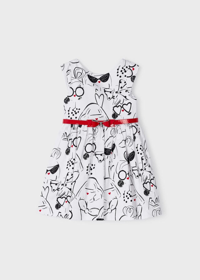 MAYORAL Girls Black & White Dress with Belt - CLEARANCE SALE
