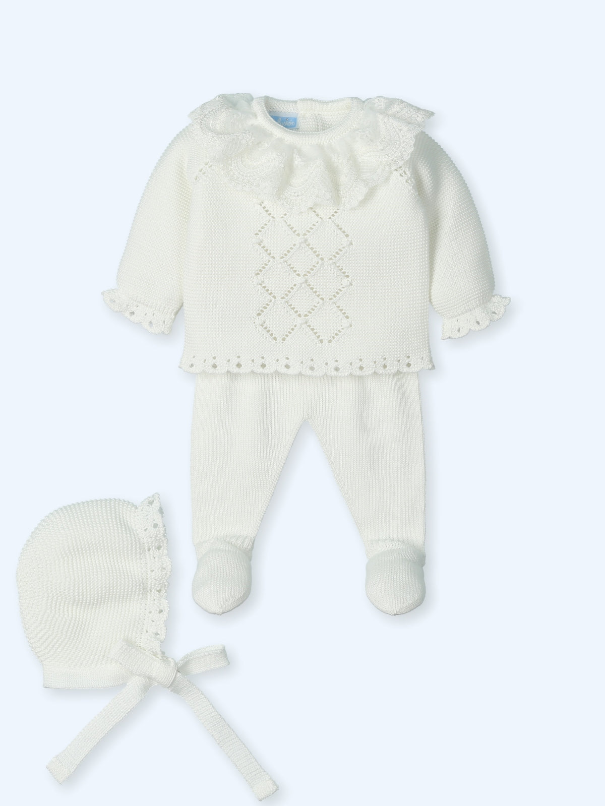 MAC ILUSION Special Thing Girls Cream Knitted Three Piece Set - 0018G