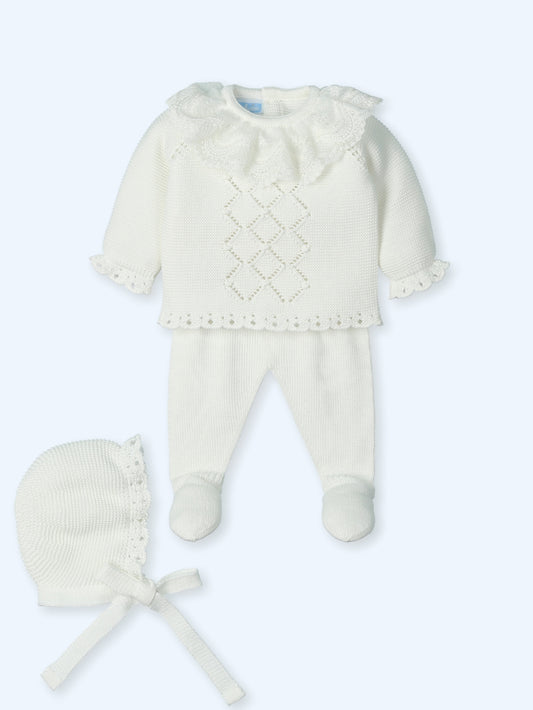 Mac Ilusión Special Thing Girls Cream Knitted Three Piece Set - 0018G