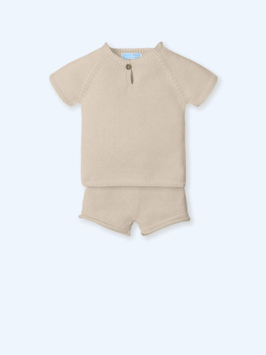 Mac Ilusión Serenity Boys Safari Beige Knitted Shorts Set - 0023