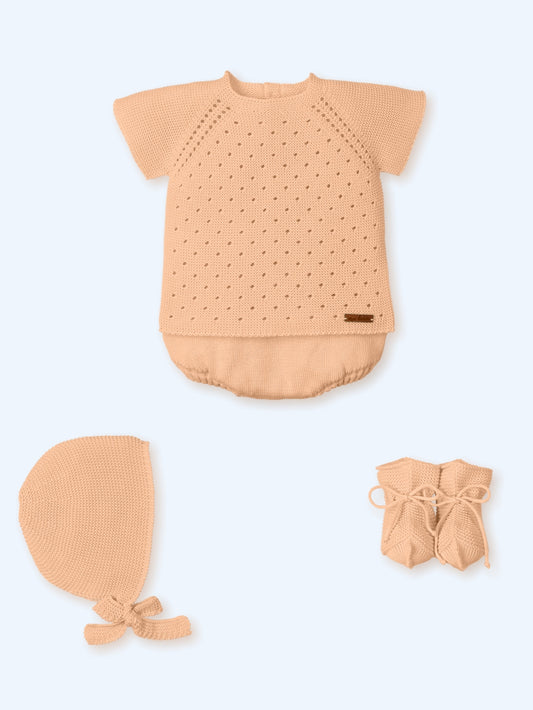 Mac Ilusión Lima Musel Girls Peach Four Piece Knitted Set - 0024