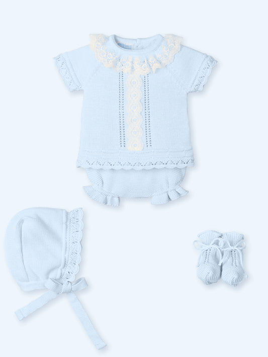Mac Ilusión Miami Tulle Girls Blue Four Piece Knitted Set - 0025