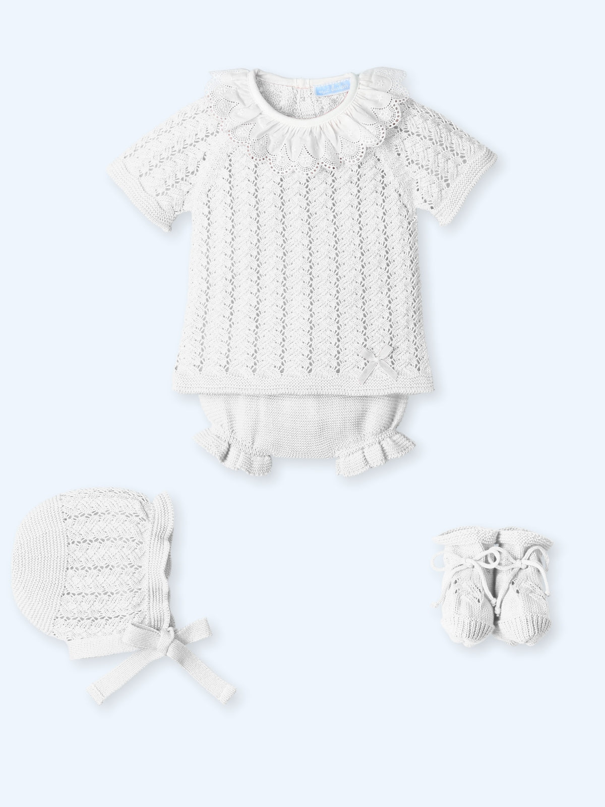 Mac Ilusión Floral Rustik Girls White Four Piece Knitted Set - 0035