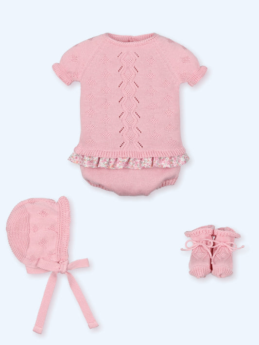 Mac Ilusión Viviana Girls Strawberry Pink Four Piece Knitted Set - 0037