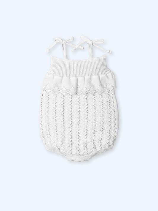 Mac Ilusión Floral Rustik Girls White Knitted Romper - 0044