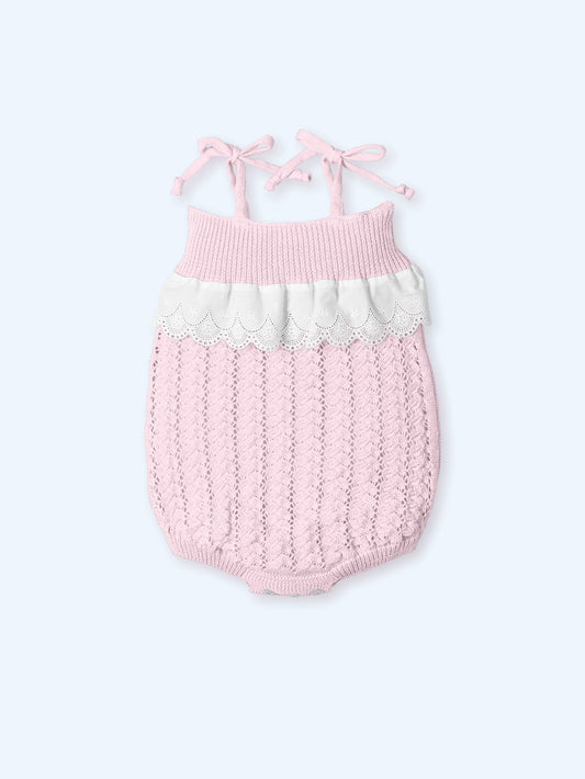 Mac Ilusión Floral Rustik Girls Pink Knitted Romper - 0044