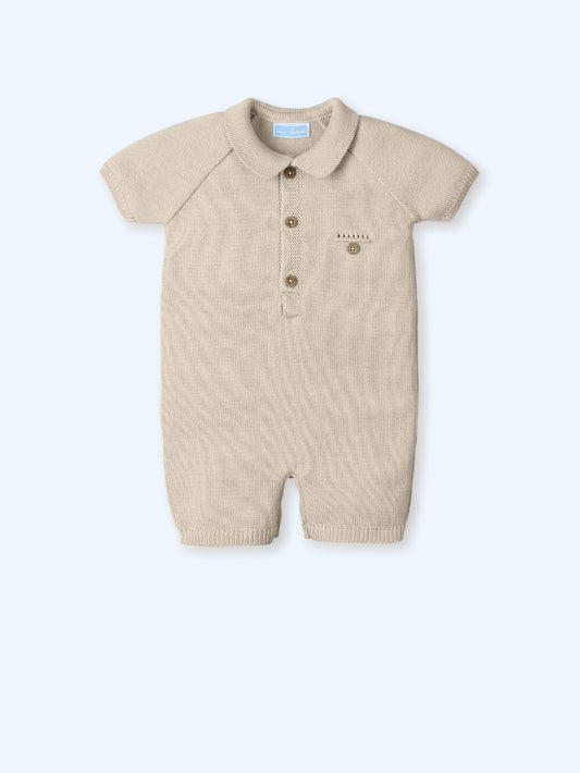 Mac Ilusión Tigris Boys Safari Beige Knitted Romper - 0047