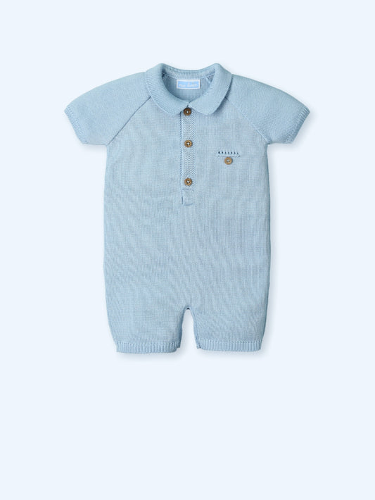 Mac Ilusión Tigris Boys Brisa Blue Knitted Romper - 0047