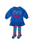 AW25 AGATHA RUIZ DE LA PRADA Girls Electric Blue Heart Print Dress & Tights