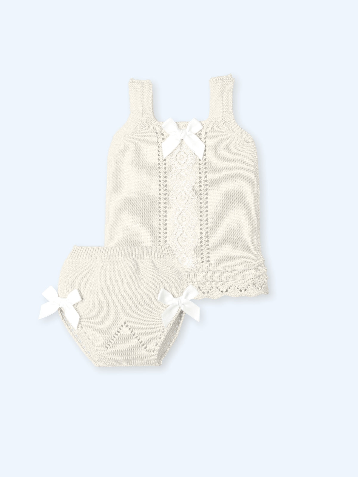 MAC ILUSION Miami Tulle Girls Cream Knitted Set - 0064