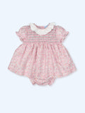MAC ILUSION Viviana Girls Strawberry Pink Floral Smocked Dress & Knickers - 0123