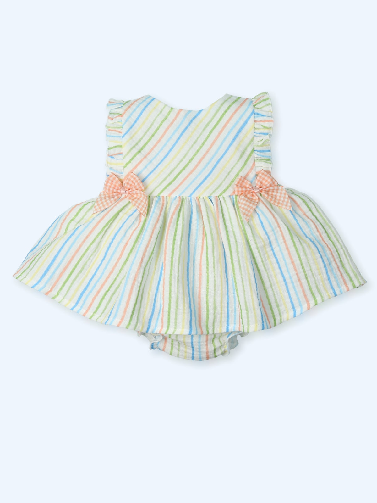 Mac Ilusión Lima Musel Girls Green Stripe Dress & Knickers - 0151