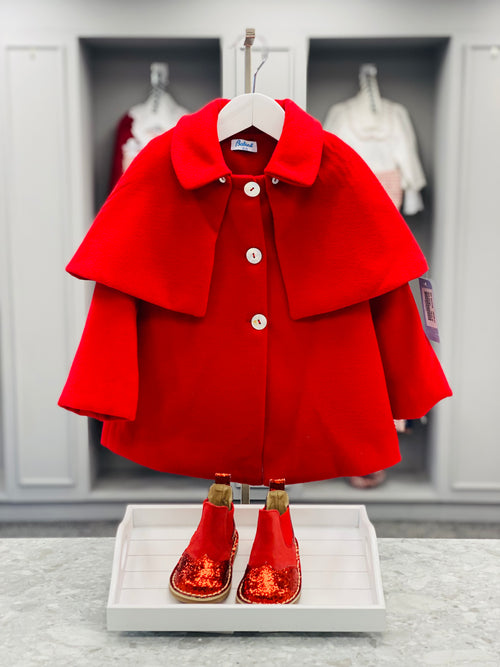 AW25 BABINE Red Girls Cape Coat - 2612725